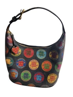 Dooney and Bourke Handbag Purse Medallion Coated Canvas Hobo Bag Monogram Colors